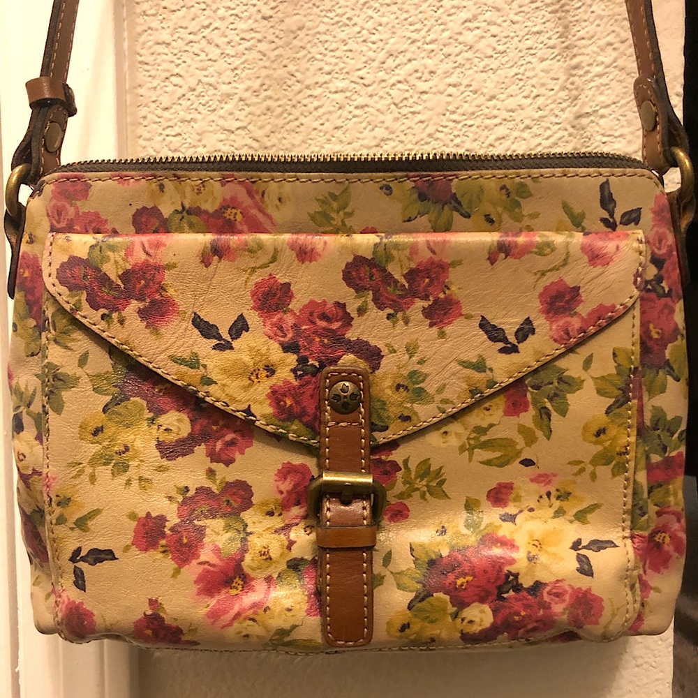 Patricia Nash Italian Leather Flower-Covered Crossbody Purse